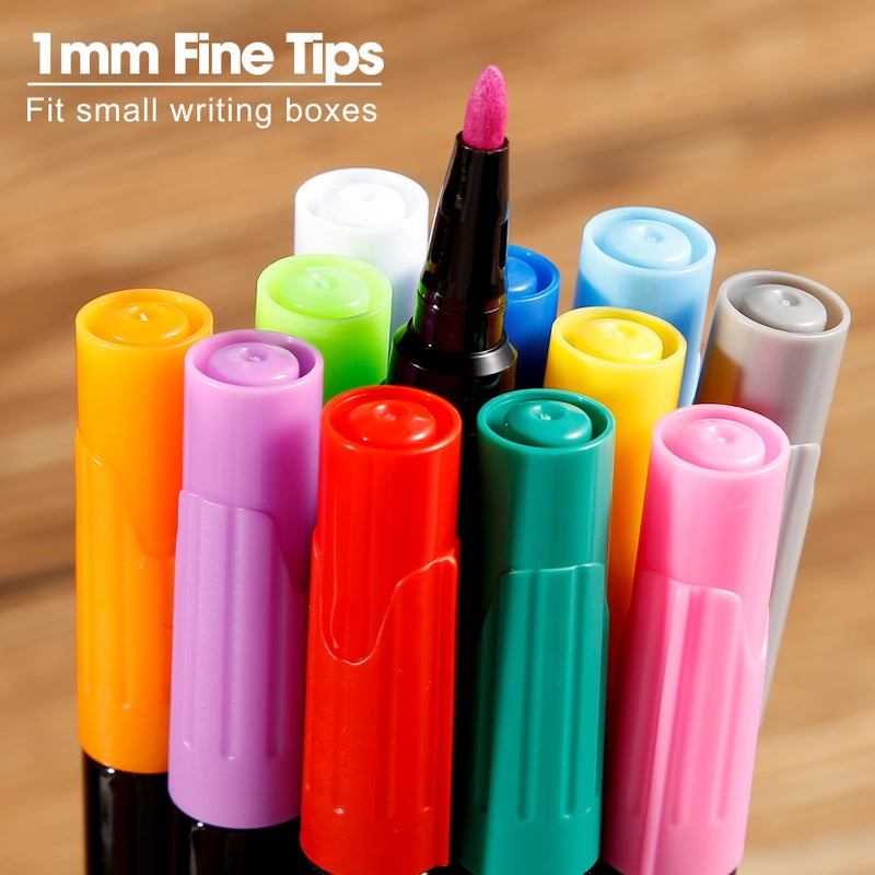 OORAII Liquid Chalk Markers for Acrylic Calendar Planning Board Clear Glass Dry Erase Board Whiteboard Window Mirror Christmas Halloween Painting  14 Pack  12 Vibrant Colors  1mm Fine Points  Easy Wet Erase - Image 5